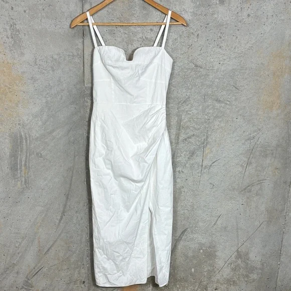 Alfred Draped Stretch Organic Cotton Midi Dress In Weiss - Picture 2 of 10